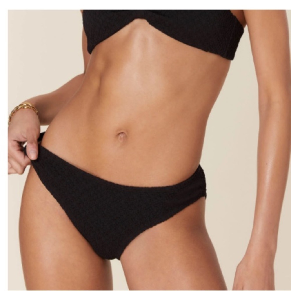 Andie classic bikini bottom popcorn Black Textured